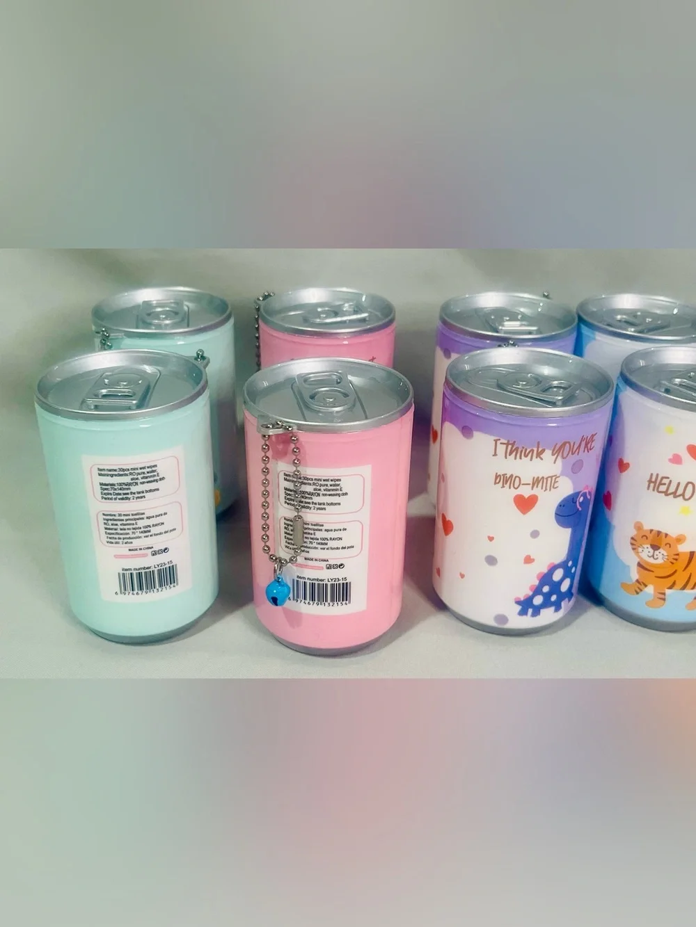 Animal Keychain Can of Wipes - 4 Pack